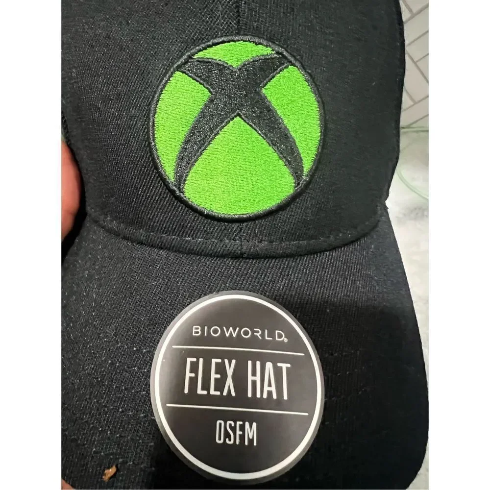 Xbox Hat Cap Mens Fitted Black Green Microsoft Video Game Promo Console Gaming - Picture 4 of 7